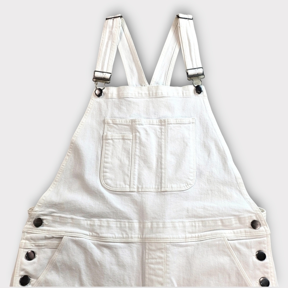 Frame Les Garcon White Denim Overalls Large - Picture 7 of 10